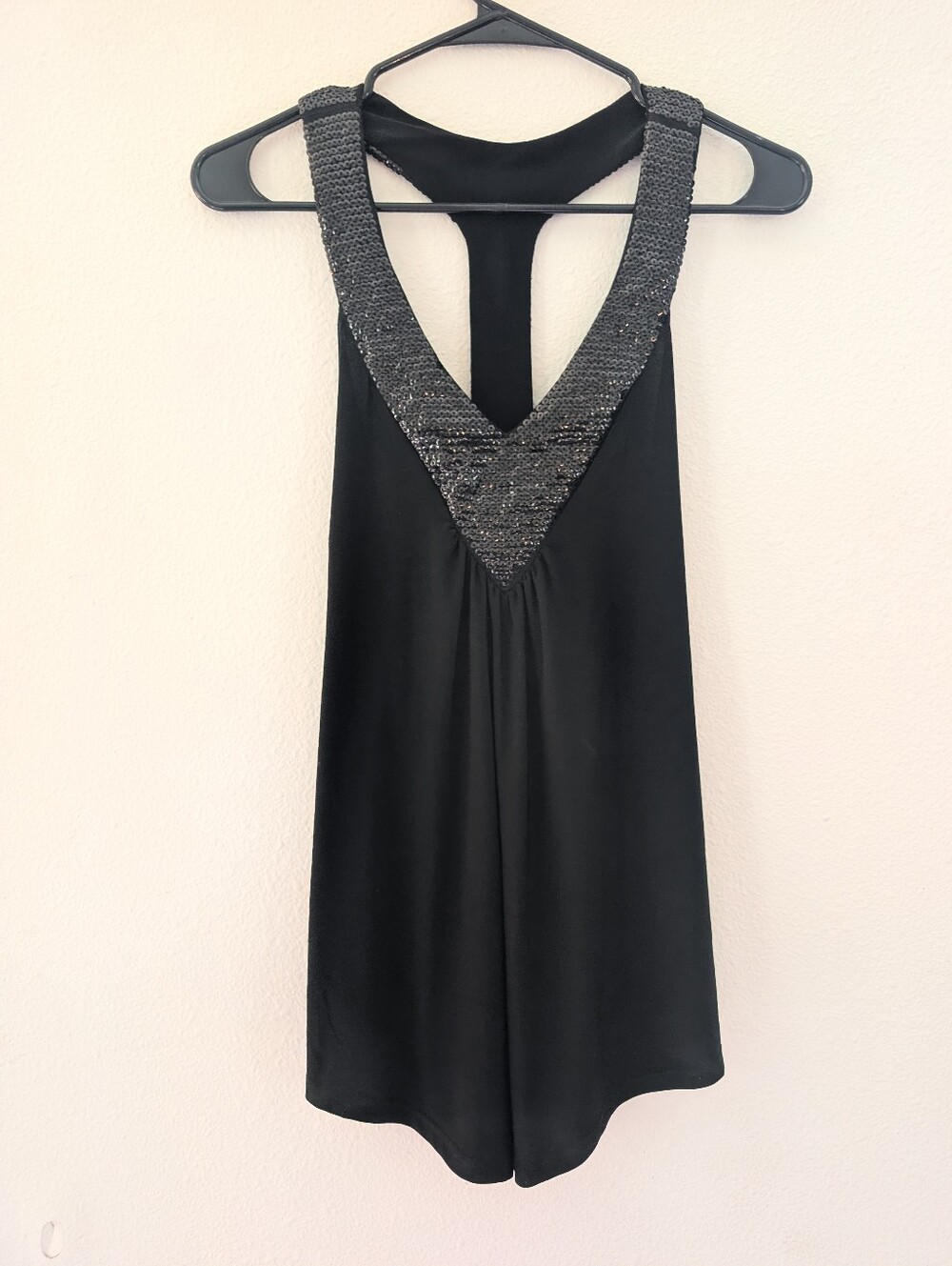 Deb Black Embellished V-Back Tank Top Y2K